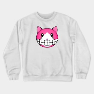 Pink Tuxie Kitty with Cheshire Grin Crewneck Sweatshirt